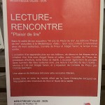 Le programme du vernissage de l'exposition des 90 ans de Plaisir de Lire à Sion.